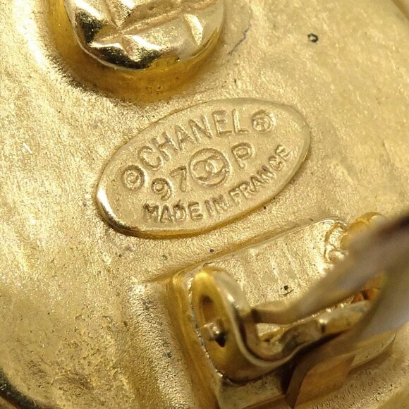 Chanel Button Earrings Clip-On Gold Pink 97P - Picture 8 of 8